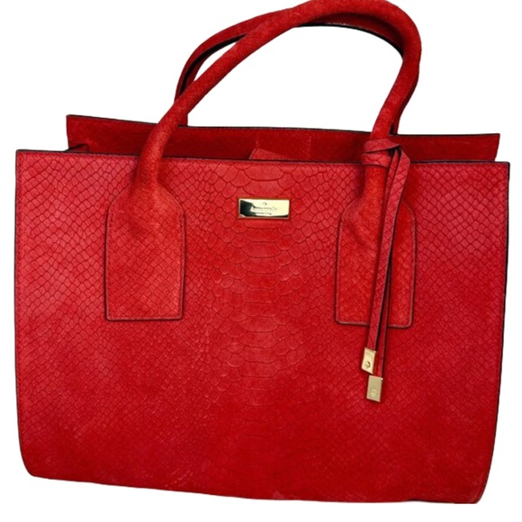 Kate Spade Elsie Street Exotic Meriwether Satchel Geranium Suede - Picture 1 of 6